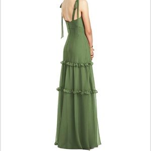 Clover Green Tiered, Shoulder Tie Bridesmaid Dress by After Six